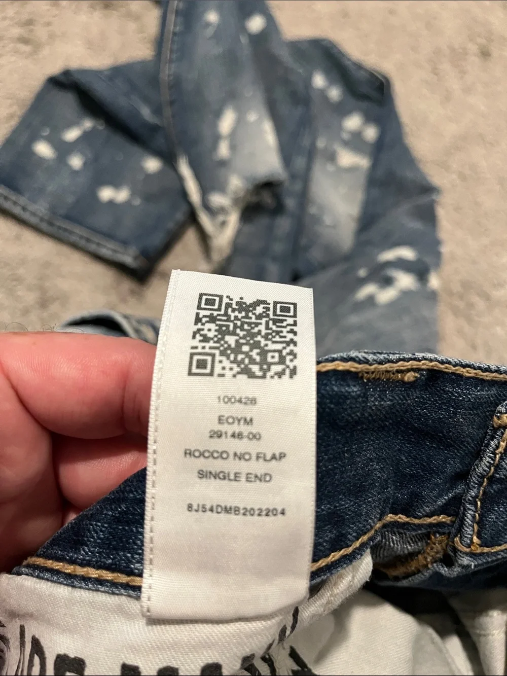 True Religion Rocco No Flap Factory Distressed Holes Bleach Splatter Rip Jeans